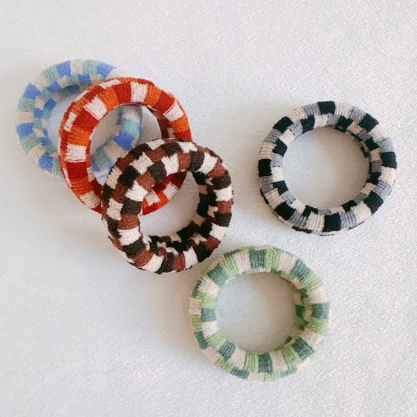 Checkered Donut Hair Ties Set Of 5