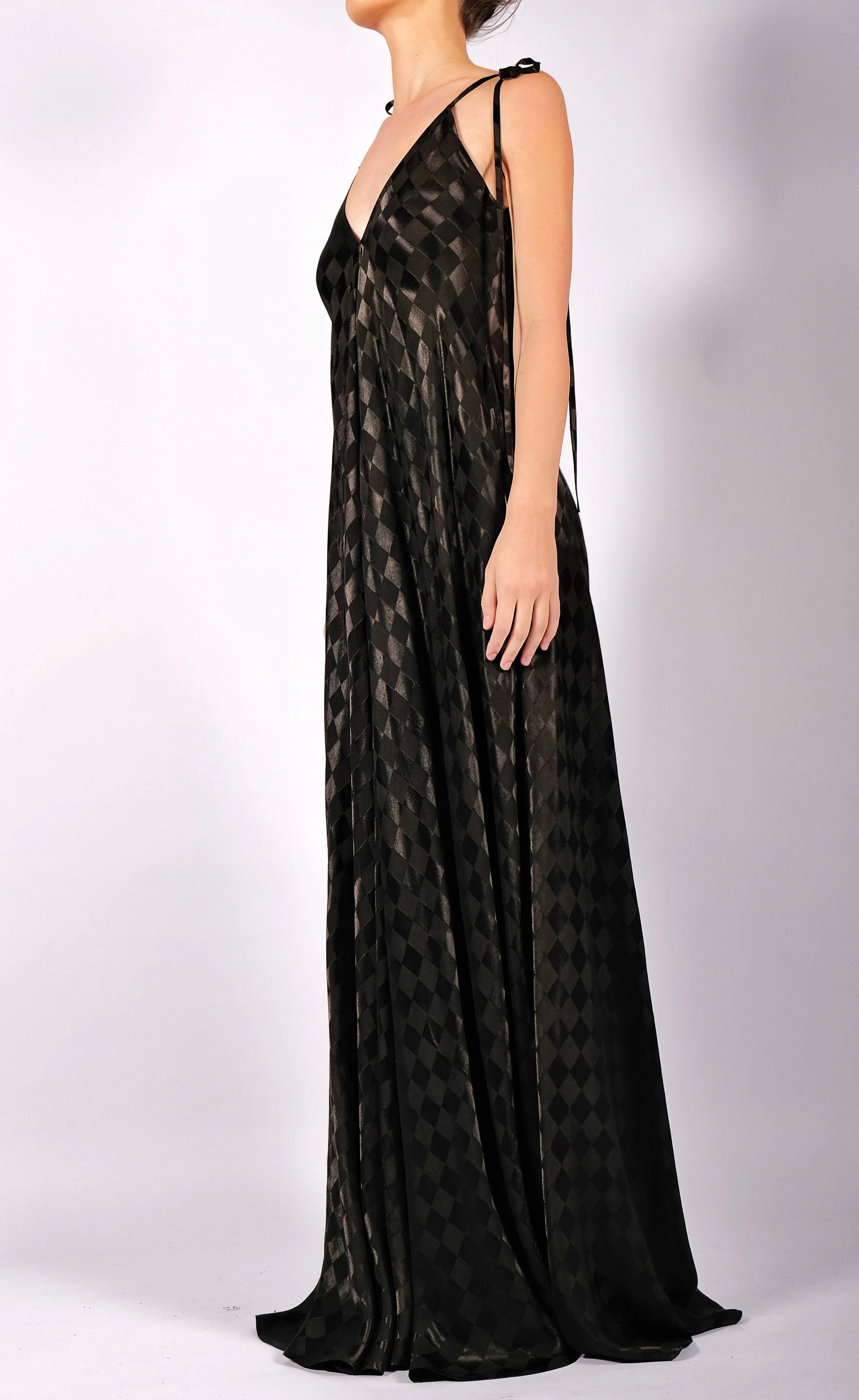 Checkered Maxi Dress with Straps
