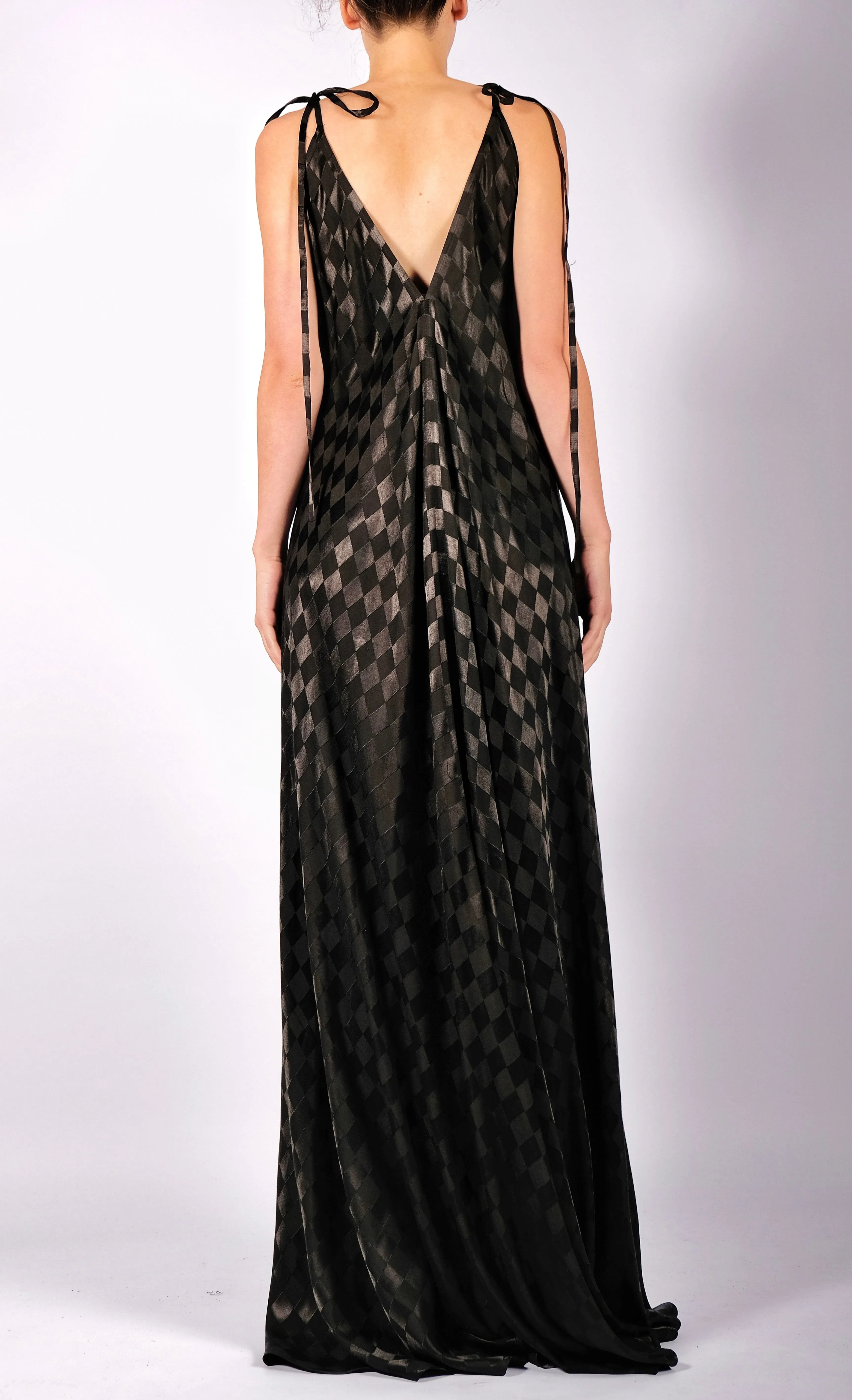 Checkered Maxi Dress with Straps