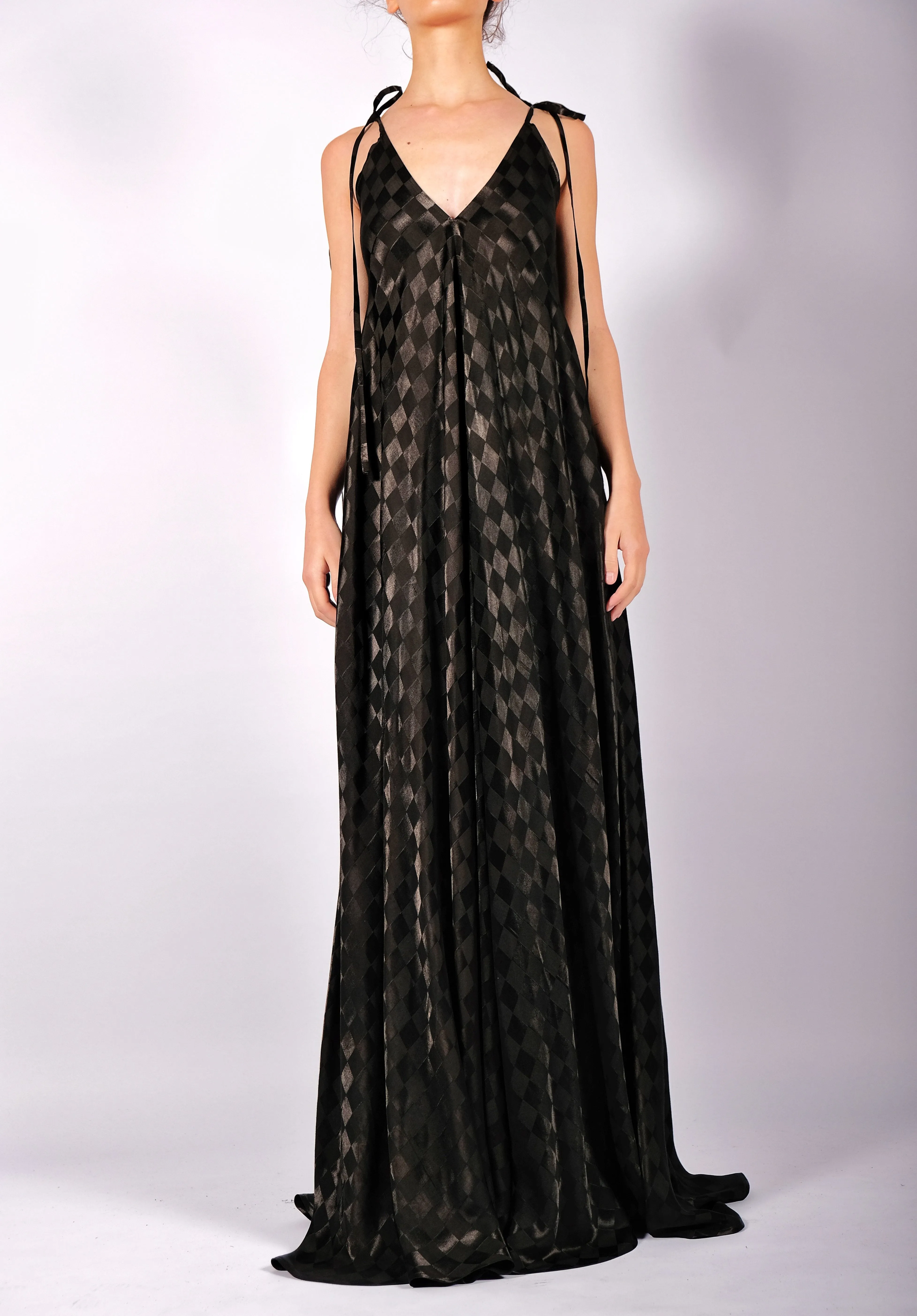 Checkered Maxi Dress with Straps
