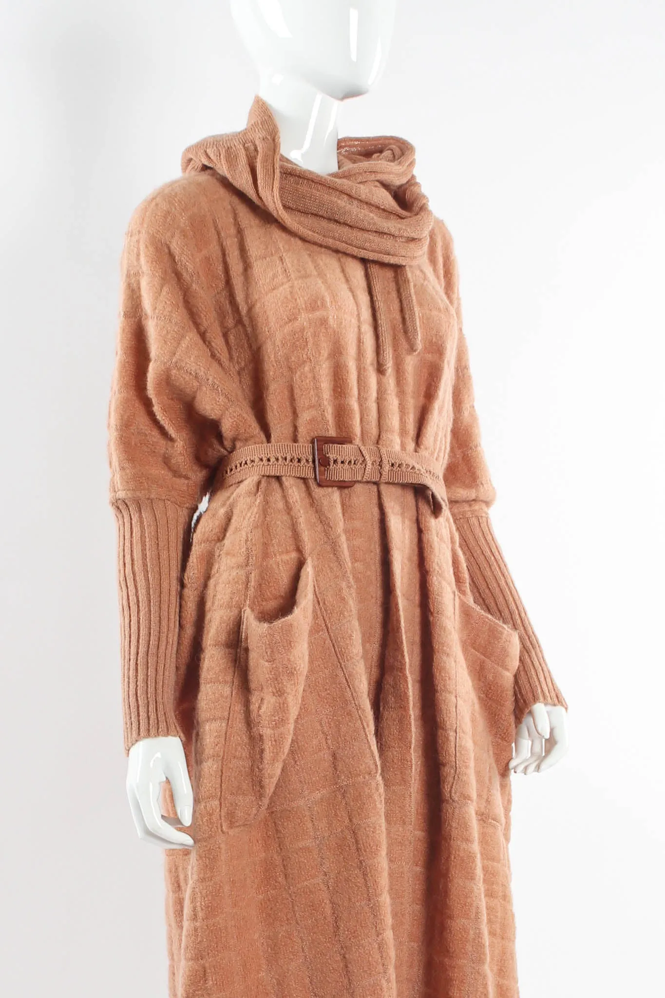 Checkered Mohair Sweater & Infinity Scarf Set