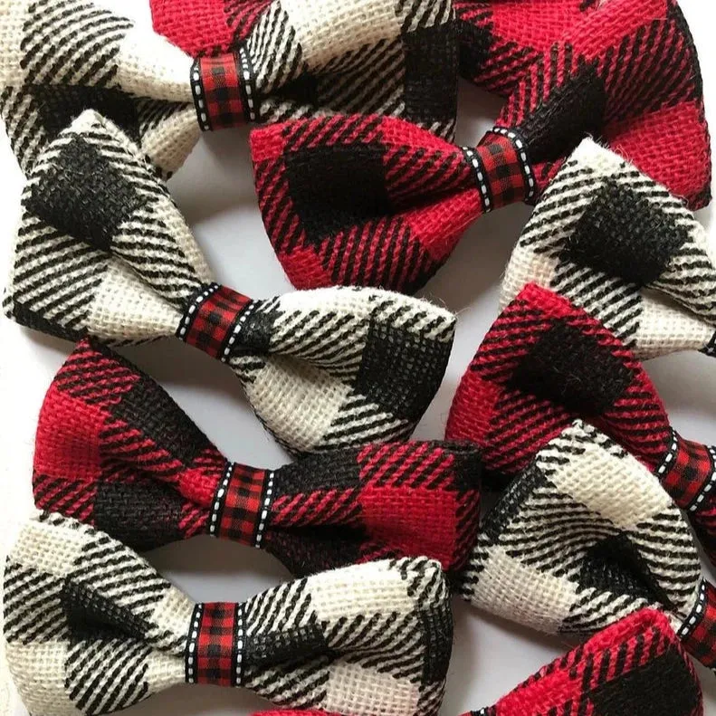 Checkered Plaid Dog Bow