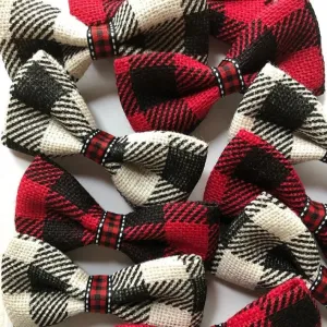 Checkered Plaid Dog Bow