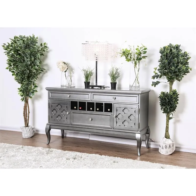 Chrome Gray Wine Rack Multi-Storage Wine Cabinet