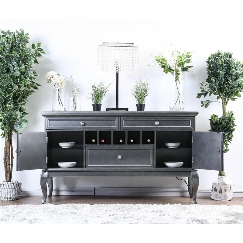 Chrome Gray Wine Rack Multi-Storage Wine Cabinet