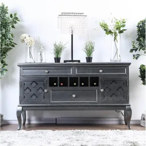 Chrome Gray Wine Rack Multi-Storage Wine Cabinet