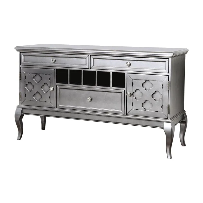 Chrome Gray Wine Rack Multi-Storage Wine Cabinet