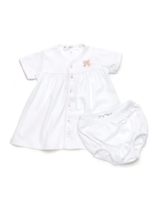 Classic Bow Pima Diaper Set | White