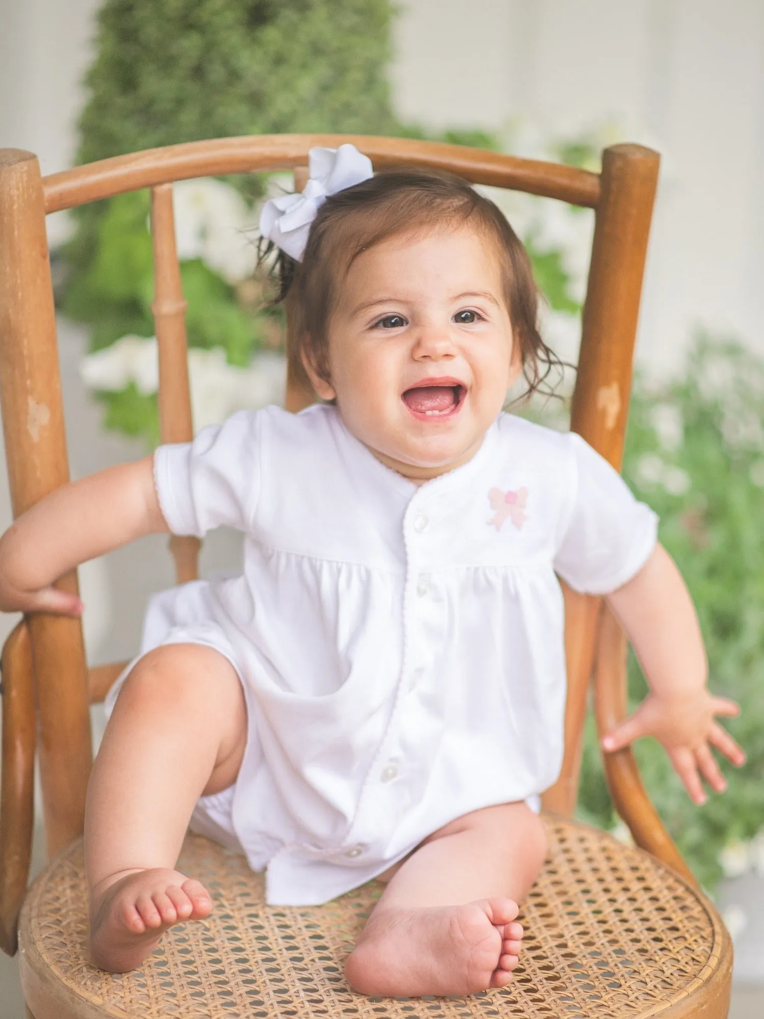 Classic Bow Pima Diaper Set | White