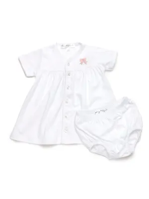 Classic Bow Pima Diaper Set | White