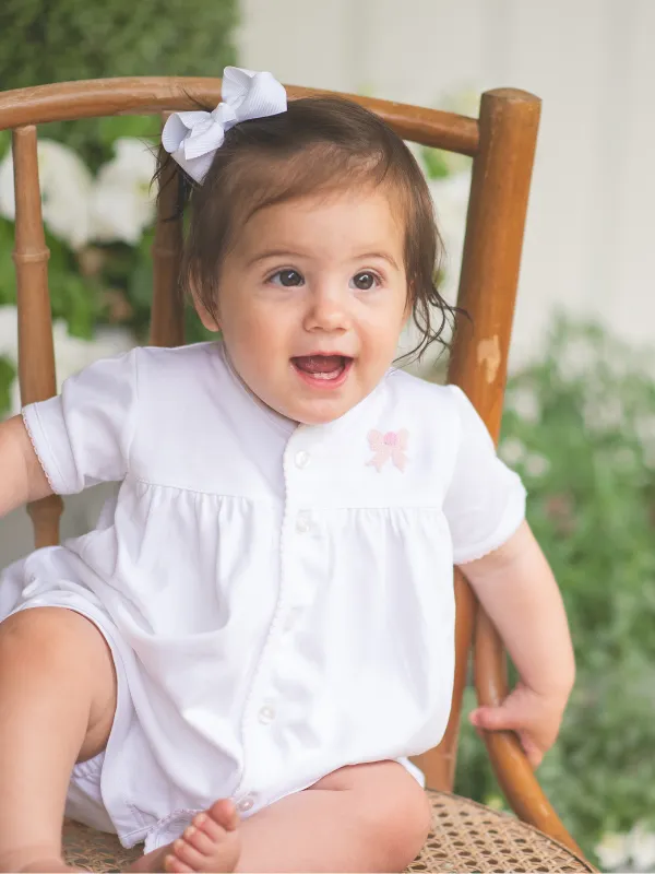 Classic Bow Pima Diaper Set | White
