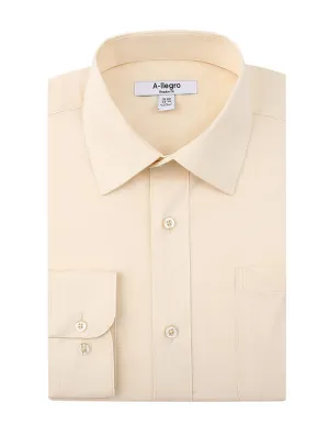 Classic Regular Fit Cotton Convertible Cuff Dress Shirt Beige R-S100