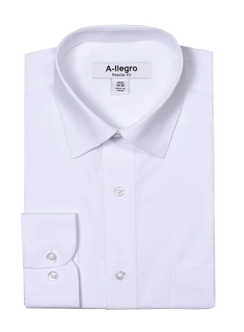 Classic Regular Fit Cotton Convertible Cuff Dress Shirt White R-S100