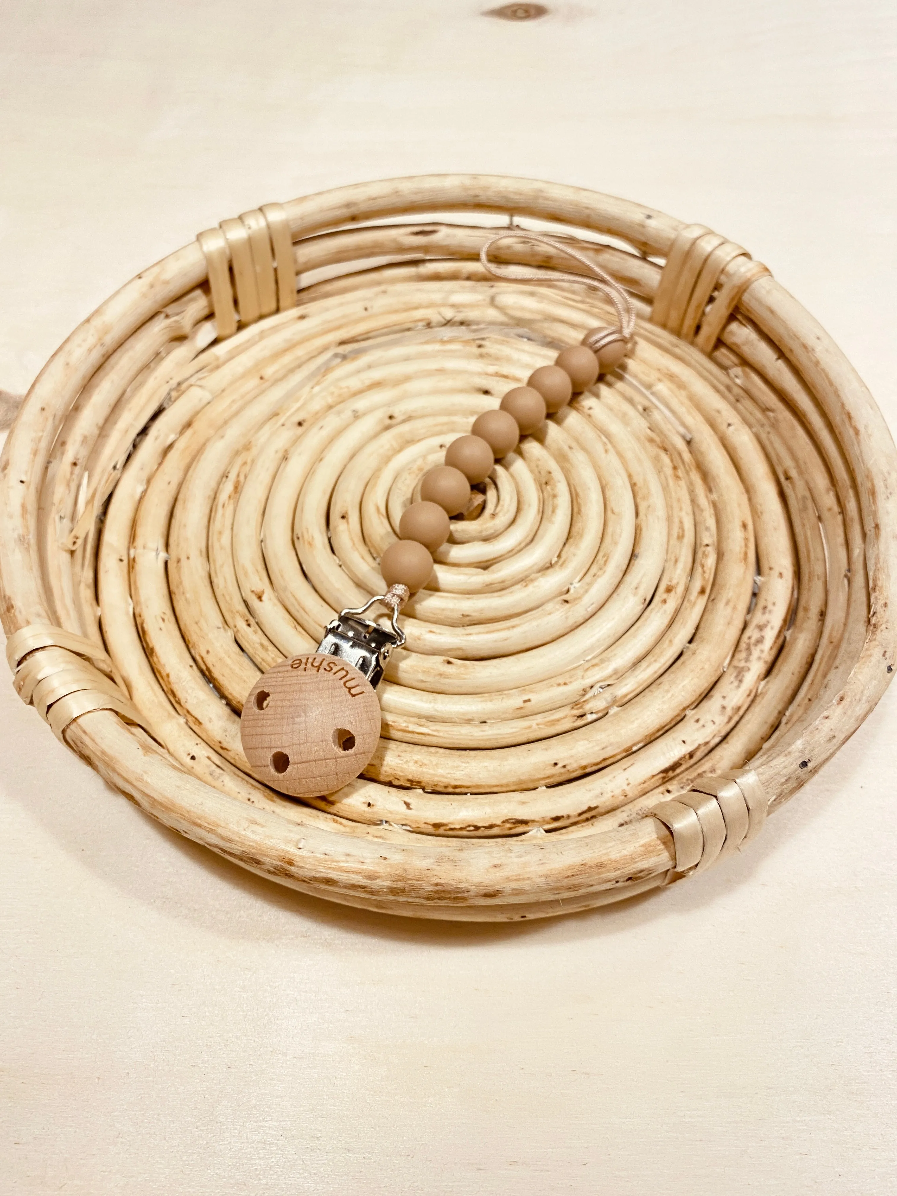 Cleo Pacifier  Clip - Pale Taupe