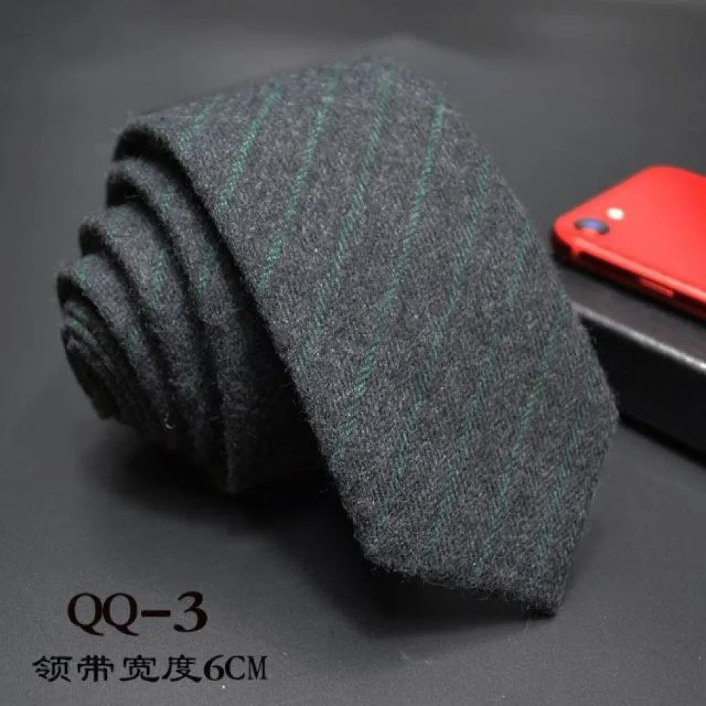 ContiNent 33 Mens Ties 6cm Classic Cotton Handmade Skinny Neck Ties for Men Striped Narrow Collar Slim Cashmere Tie Casual Plaid Tie For Man