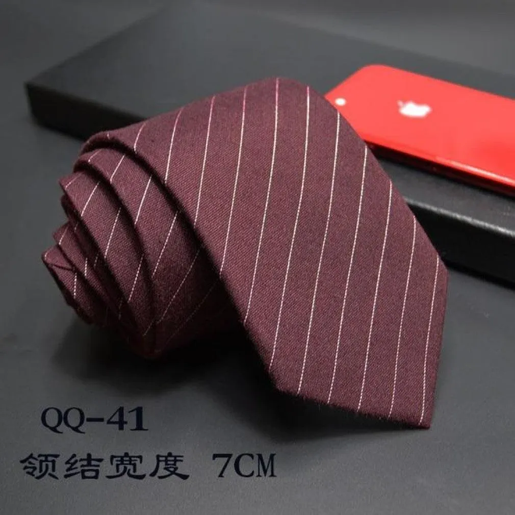 ContiNent 33 Mens Ties 6cm Classic Cotton Handmade Skinny Neck Ties for Men Striped Narrow Collar Slim Cashmere Tie Casual Plaid Tie For Man