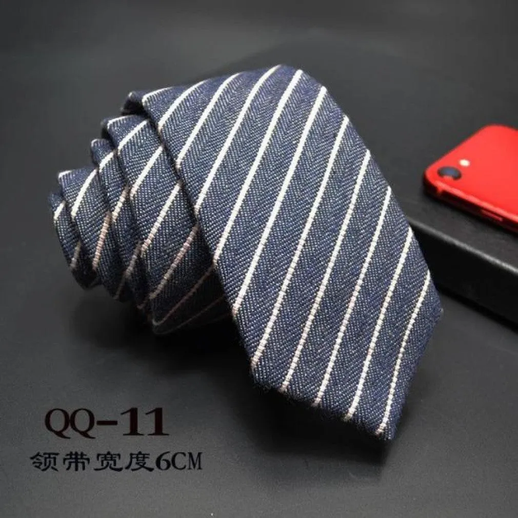 ContiNent 33 Mens Ties 6cm Classic Cotton Handmade Skinny Neck Ties for Men Striped Narrow Collar Slim Cashmere Tie Casual Plaid Tie For Man