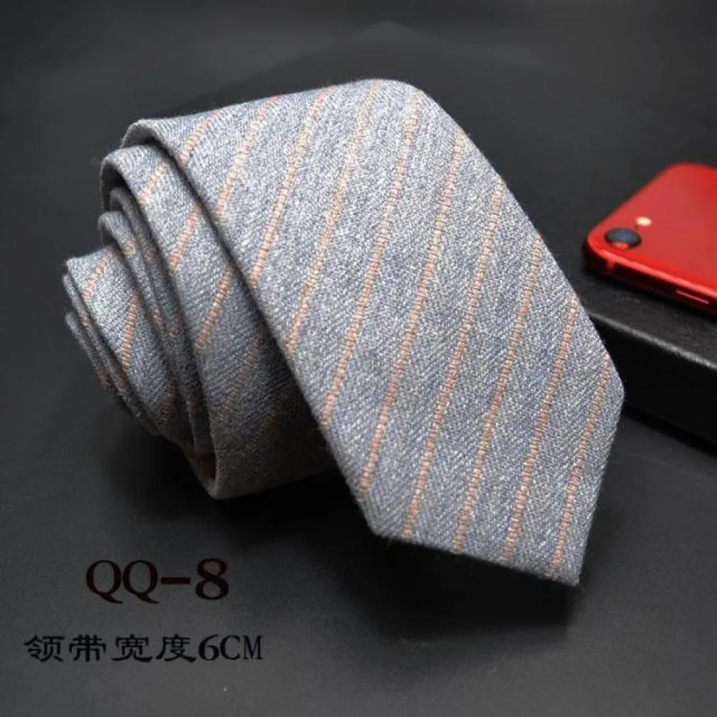 ContiNent 33 Mens Ties 6cm Classic Cotton Handmade Skinny Neck Ties for Men Striped Narrow Collar Slim Cashmere Tie Casual Plaid Tie For Man