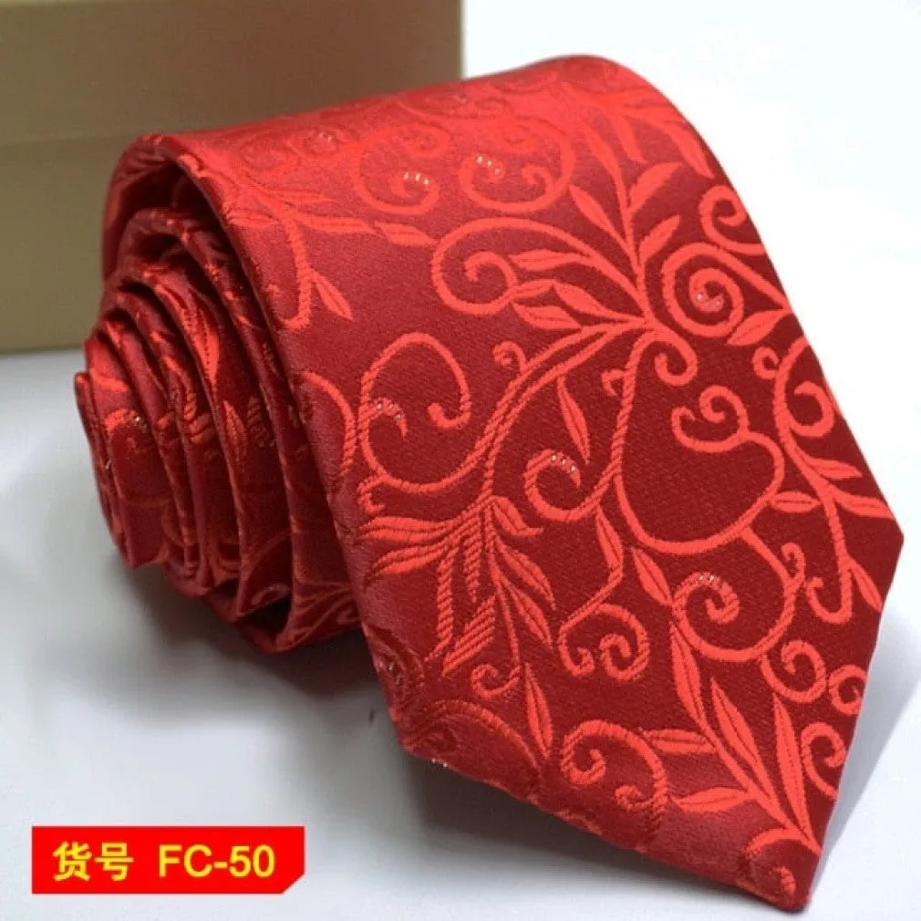 ContiNent 33 Styles Men Ties Solid Color Stripe Flower Floral 8cm Jacquard Necktie Accessories Daily Wear Cravat Wedding Party Gift