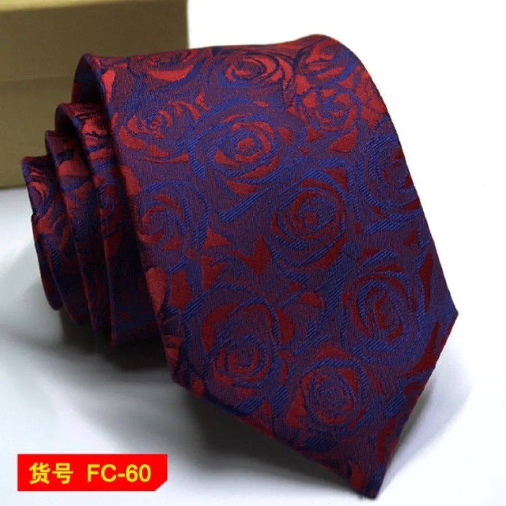 ContiNent 33 Styles Men Ties Solid Color Stripe Flower Floral 8cm Jacquard Necktie Accessories Daily Wear Cravat Wedding Party Gift