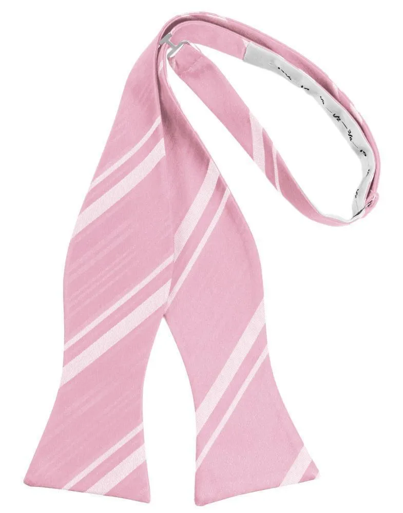 Coral Striped Satin Bow Tie