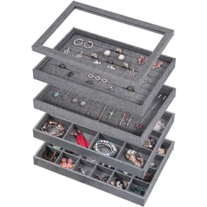 Coward Sunglass Organizer Tray, Beige Velvet Glasses Organizer Trays, Eyeglasses Watches Jewelry Display Organizer Tray Box for Men Women (8 Grids)