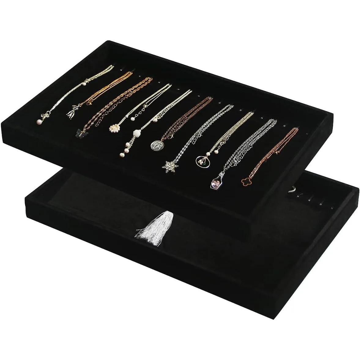 Coward Sunglass Organizer Tray, Beige Velvet Glasses Organizer Trays, Eyeglasses Watches Jewelry Display Organizer Tray Box for Men Women (8 Grids)