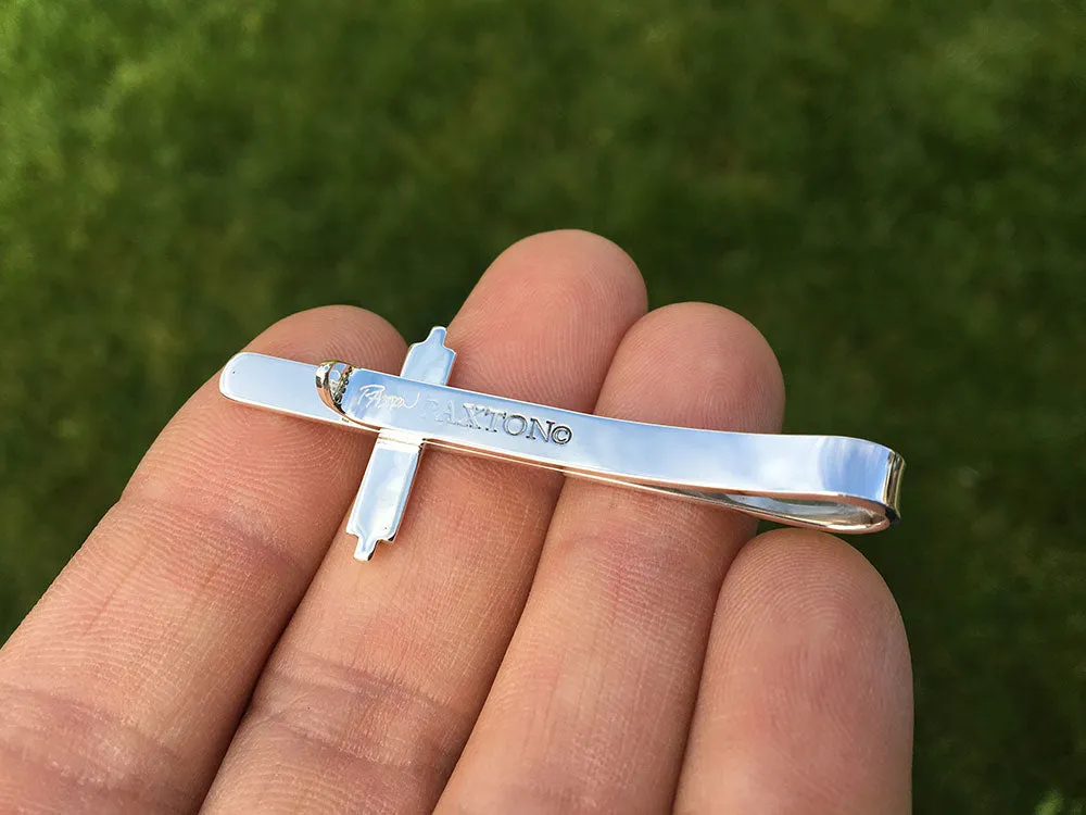 Cross Tie Tack or Cross Tie Bar / Tie Clip Sterling Silver