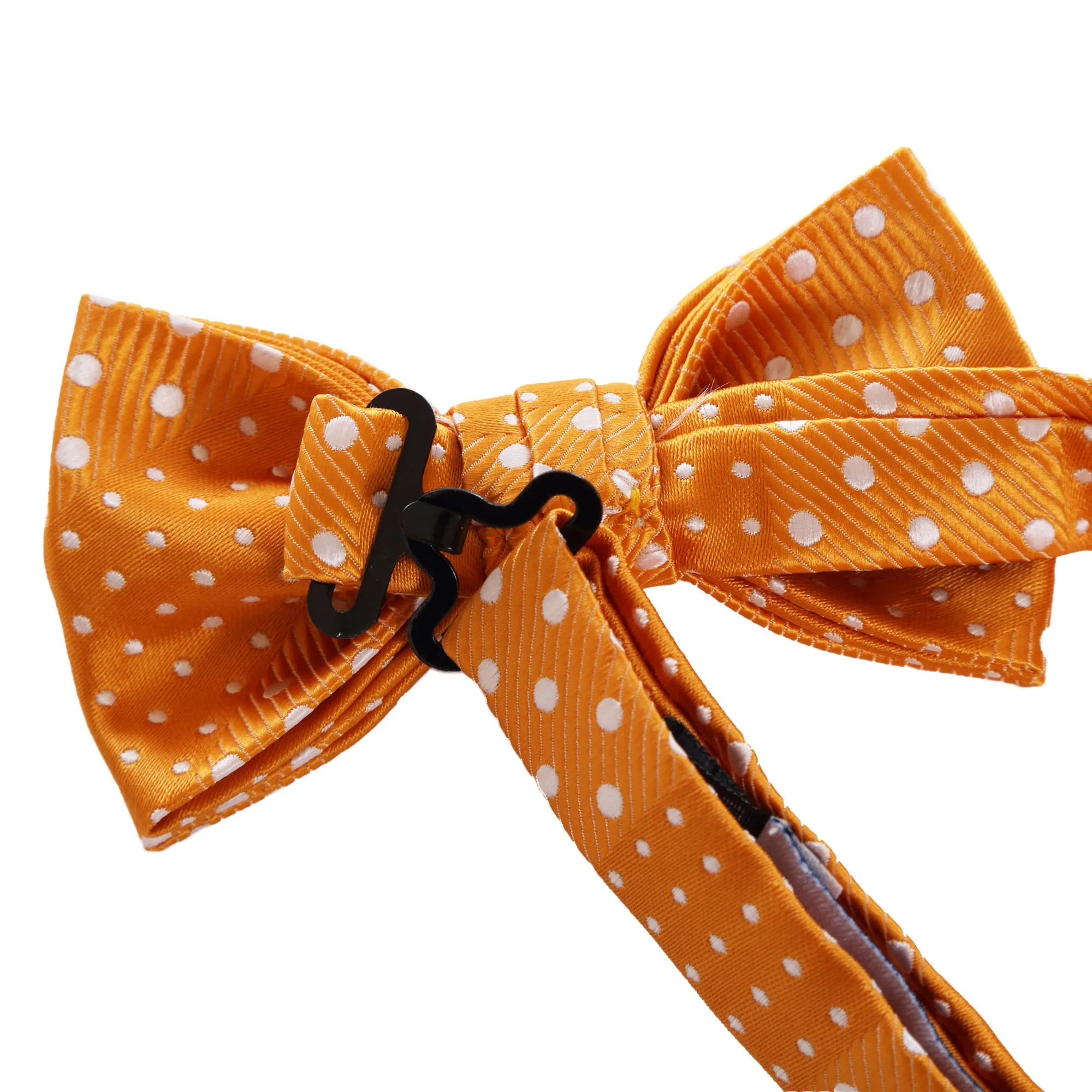 Crush - Orange Kids Pre-Tied Bowtie with Dotted Stripe