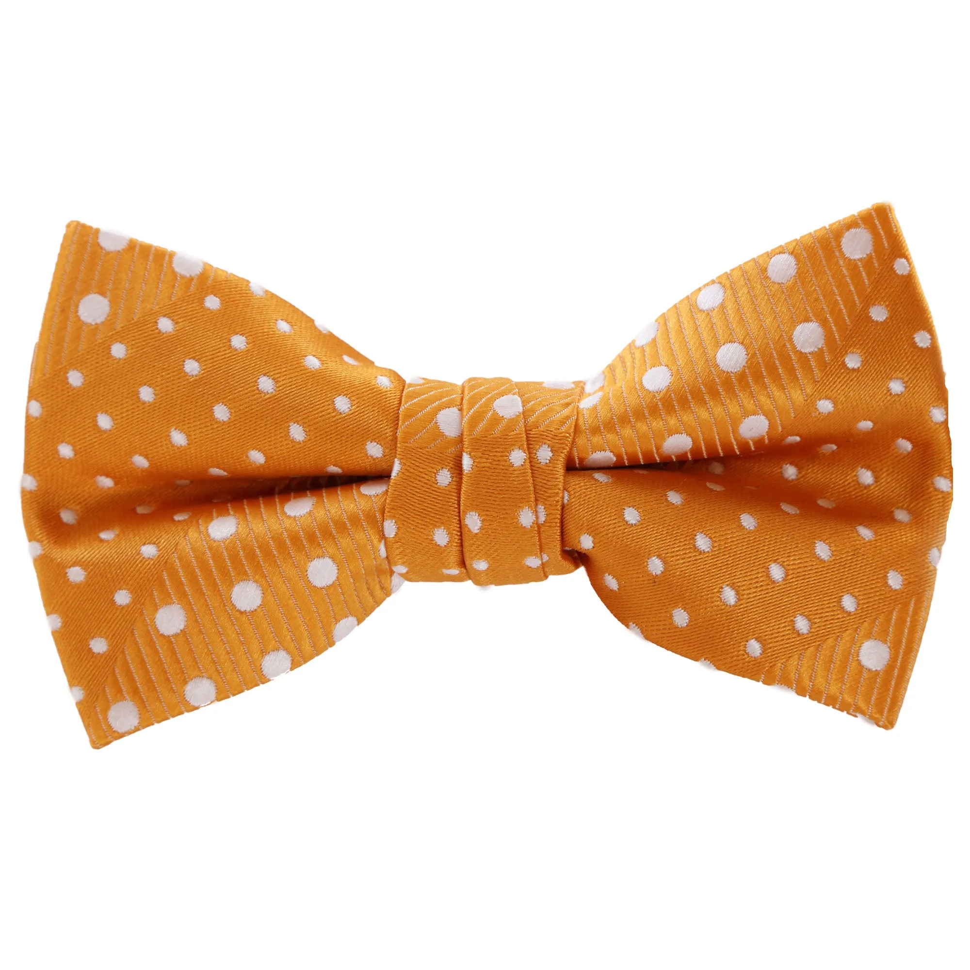 Crush - Orange Kids Pre-Tied Bowtie with Dotted Stripe