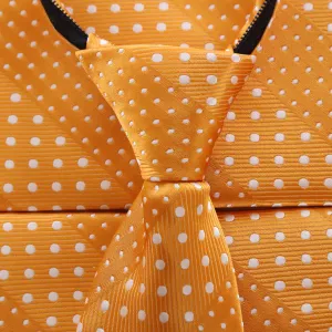 Crush - Orange Long Zipper Tie with Dotted Stripe