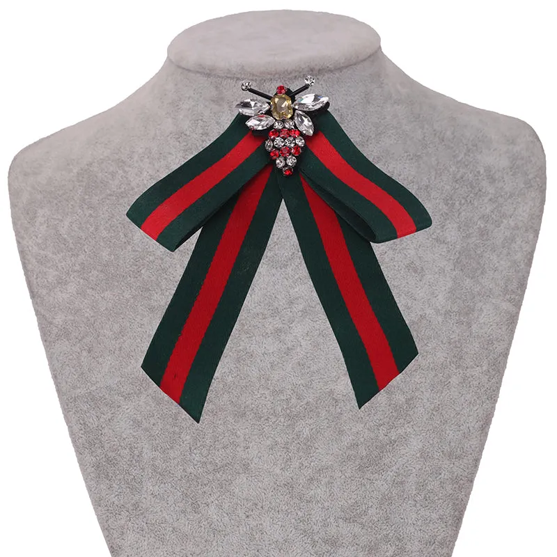 Crystal Striped Cloth Kawaii Girl Bow Tie Women Gravata Borboleta Bowtie Cute Bowknot Cravat Neck Ties Free Shipping Duftgold