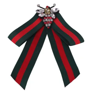 Crystal Striped Cloth Kawaii Girl Bow Tie Women Gravata Borboleta Bowtie Cute Bowknot Cravat Neck Ties Free Shipping Duftgold