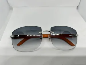 Custom Ash Grey & Orange Temples w/ Gradient Grey Tinted Lenses