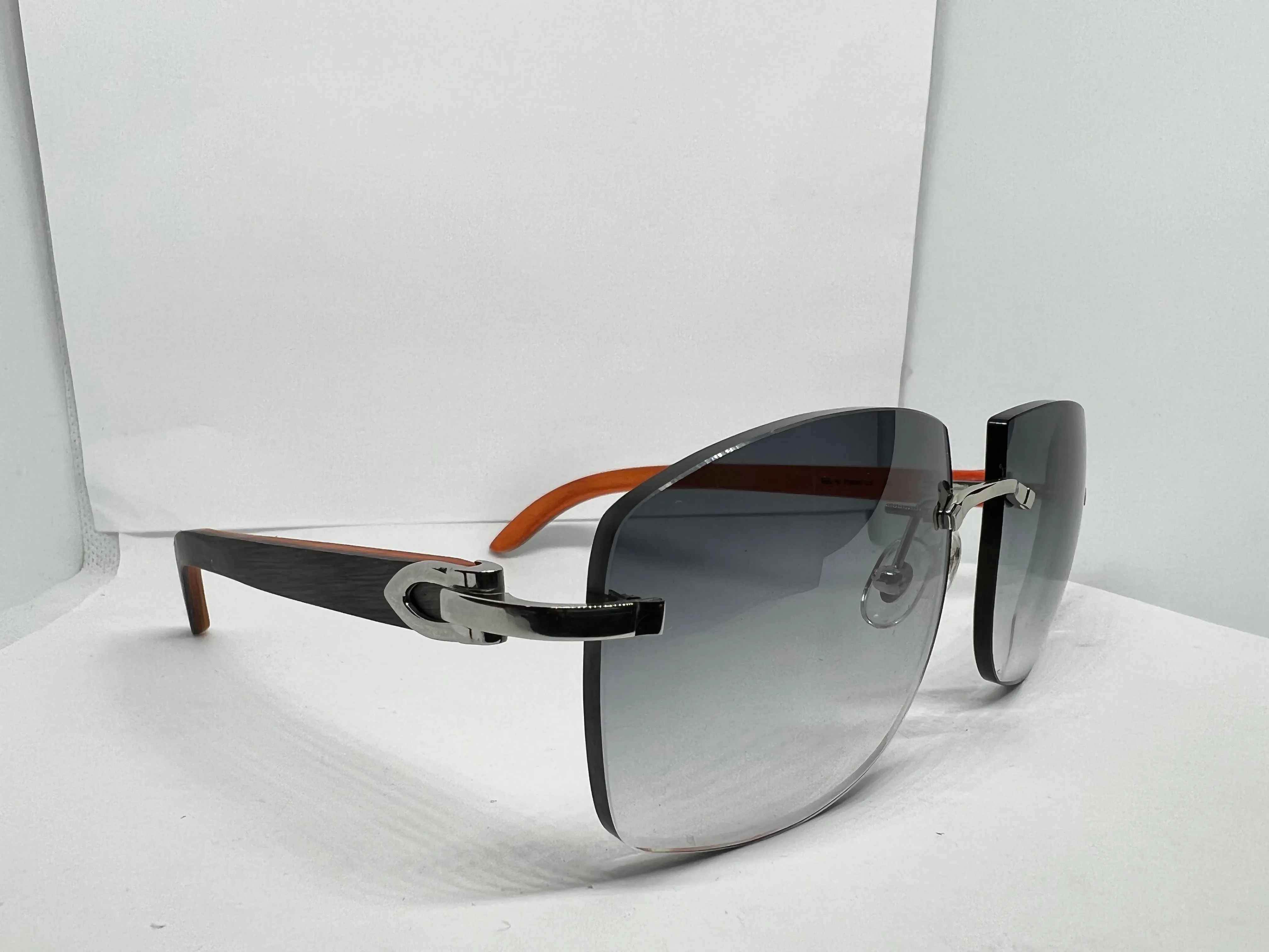 Custom Ash Grey & Orange Temples w/ Gradient Grey Tinted Lenses