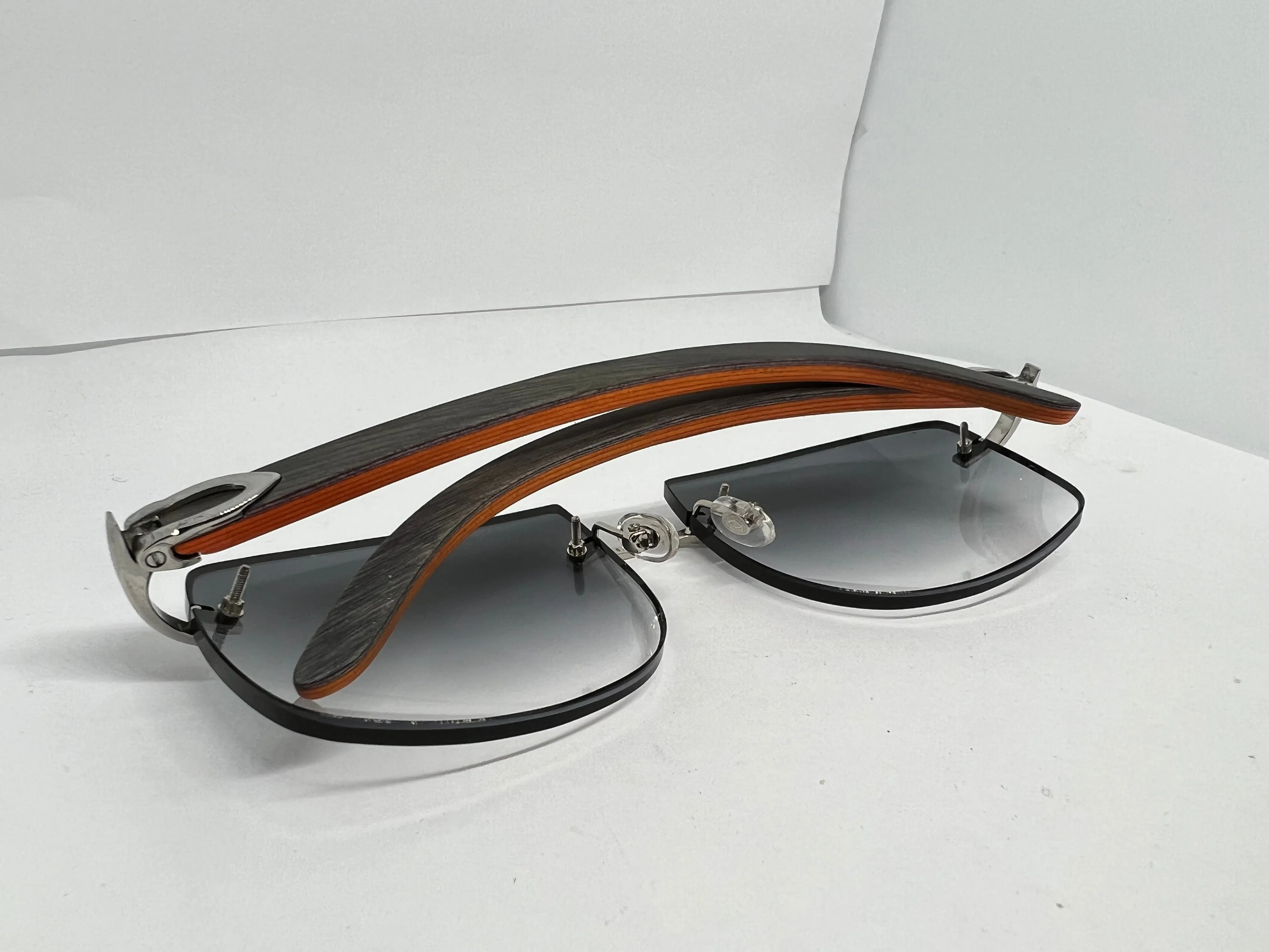 Custom Ash Grey & Orange Temples w/ Gradient Grey Tinted Lenses