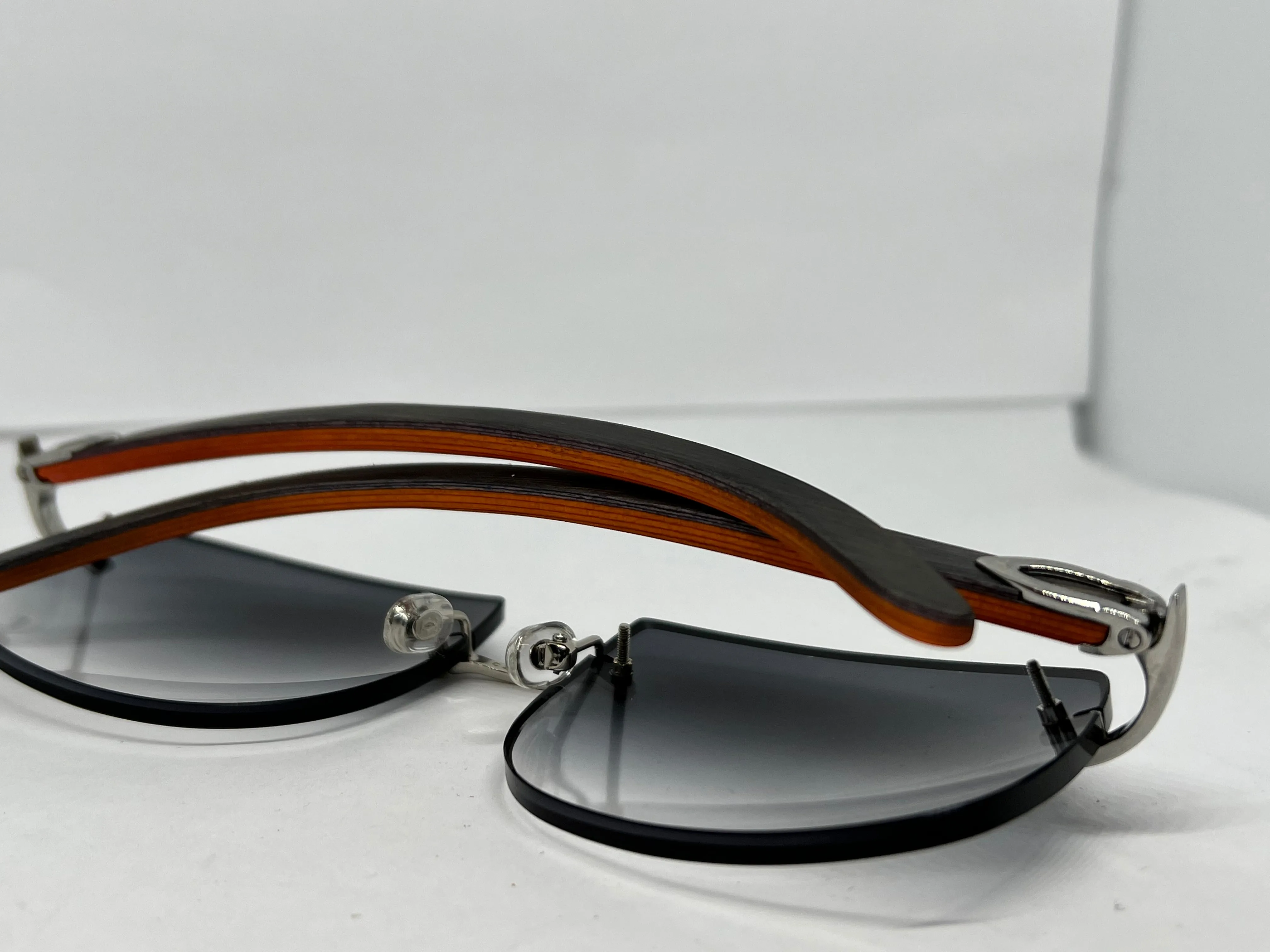 Custom Ash Grey & Orange Temples w/ Gradient Grey Tinted Lenses