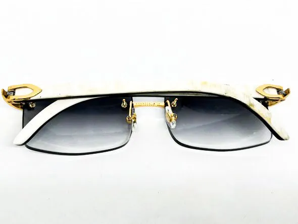Custom White & Horn Marble Temples w/ Gradient Grey Tinted Lenses