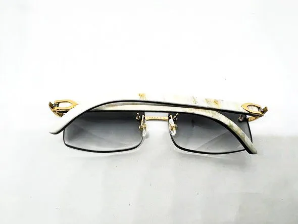 Custom White & Horn Marble Temples w/ Gradient Grey Tinted Lenses