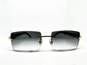 Custom White & Horn Marble Temples w/ Gradient Grey Tinted Lenses