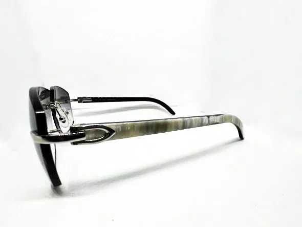 Custom White Marble Temples w/ Gradient Grey Tinted Lenses