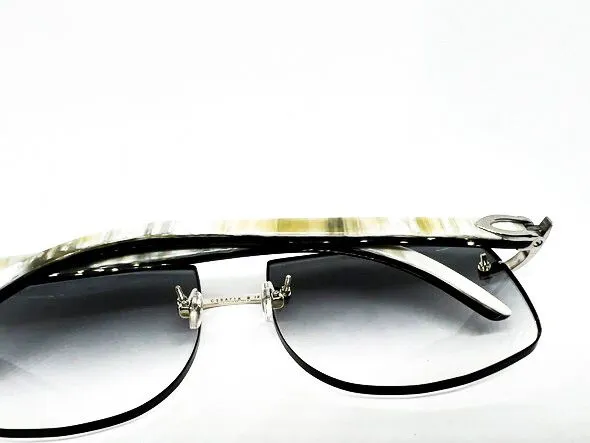 Custom White Marble Temples w/ Gradient Grey Tinted Lenses