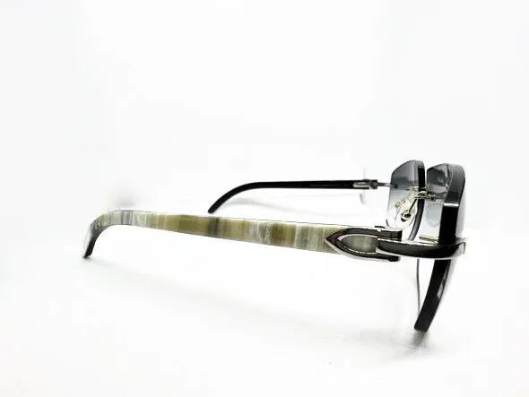 Custom White Marble Temples w/ Gradient Grey Tinted Lenses
