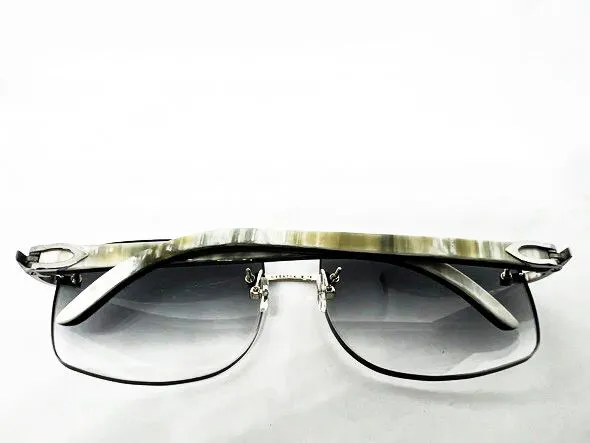 Custom White Marble Temples w/ Gradient Grey Tinted Lenses