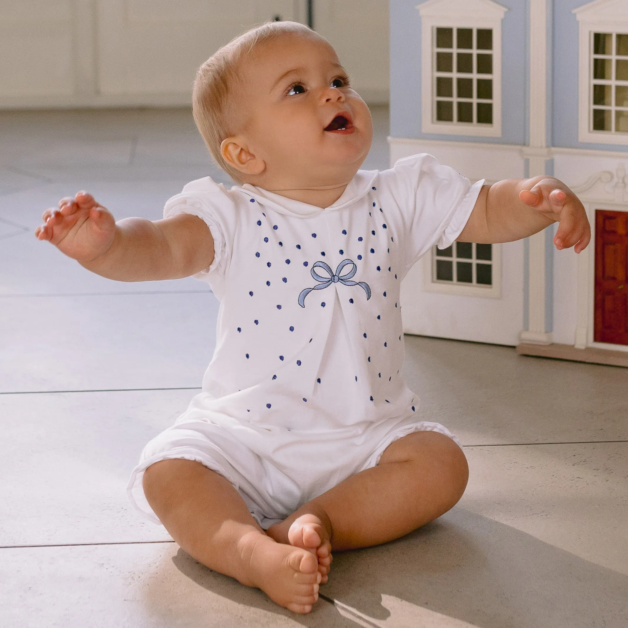 Darla Navy Baby Girls Romper