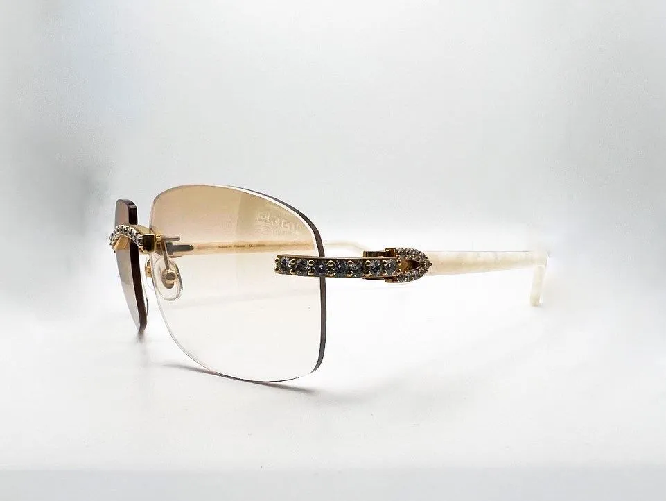 Decor Small C White Acetate Marbles #6 Gradient Brown Transition Lenses