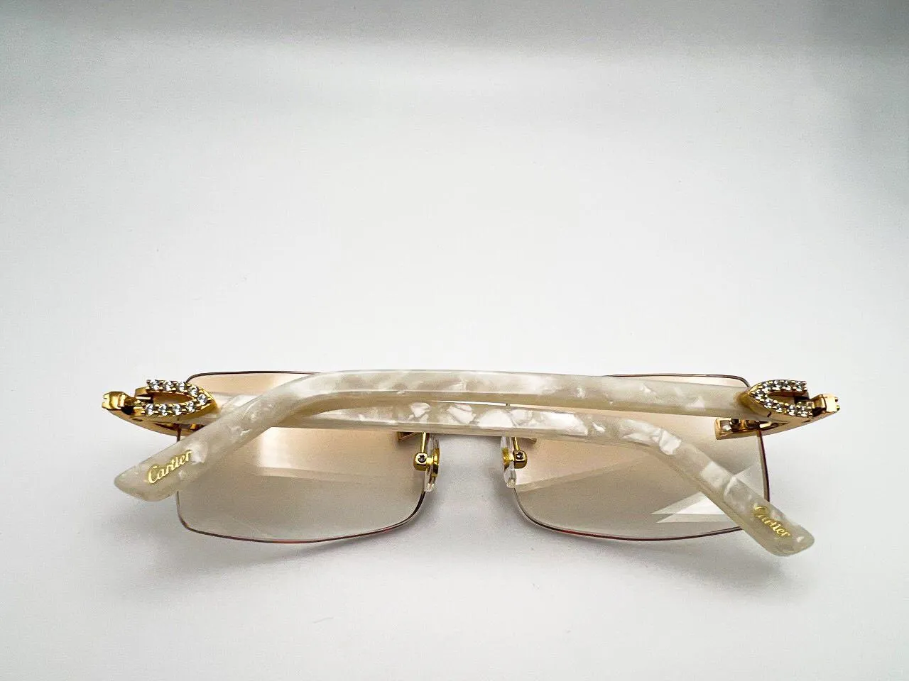 Decor Small C White Acetate Marbles #6 Gradient Brown Transition Lenses