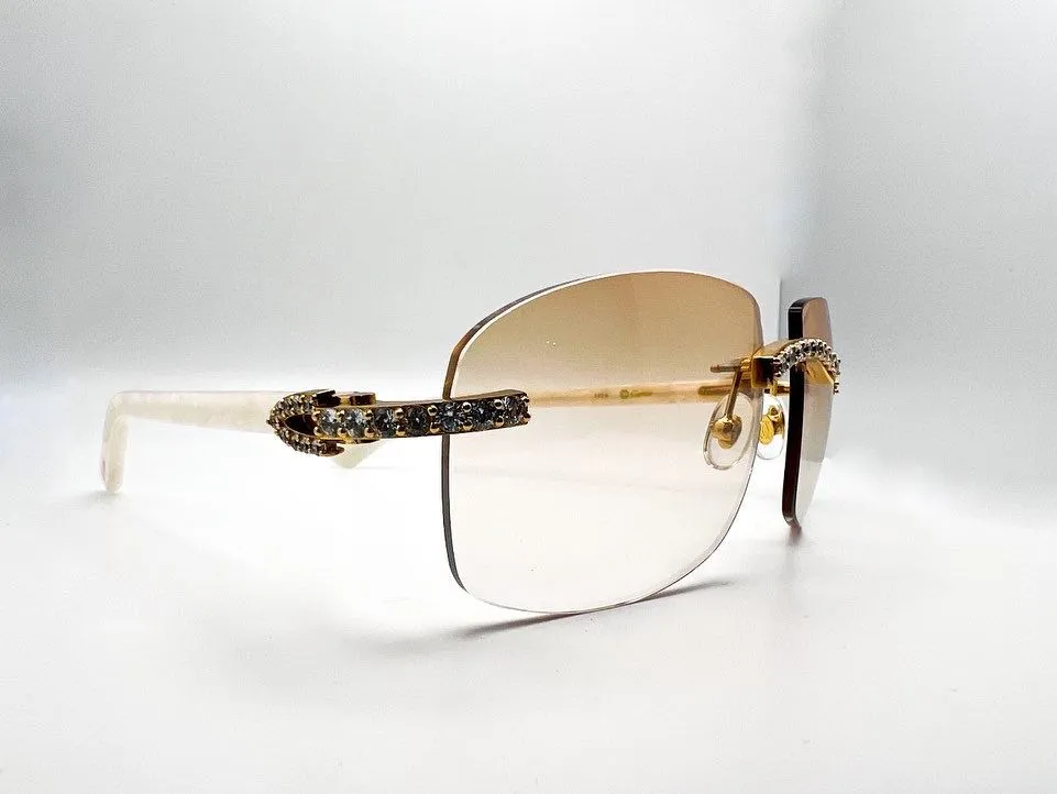 Decor Small C White Acetate Marbles #6 Gradient Brown Transition Lenses