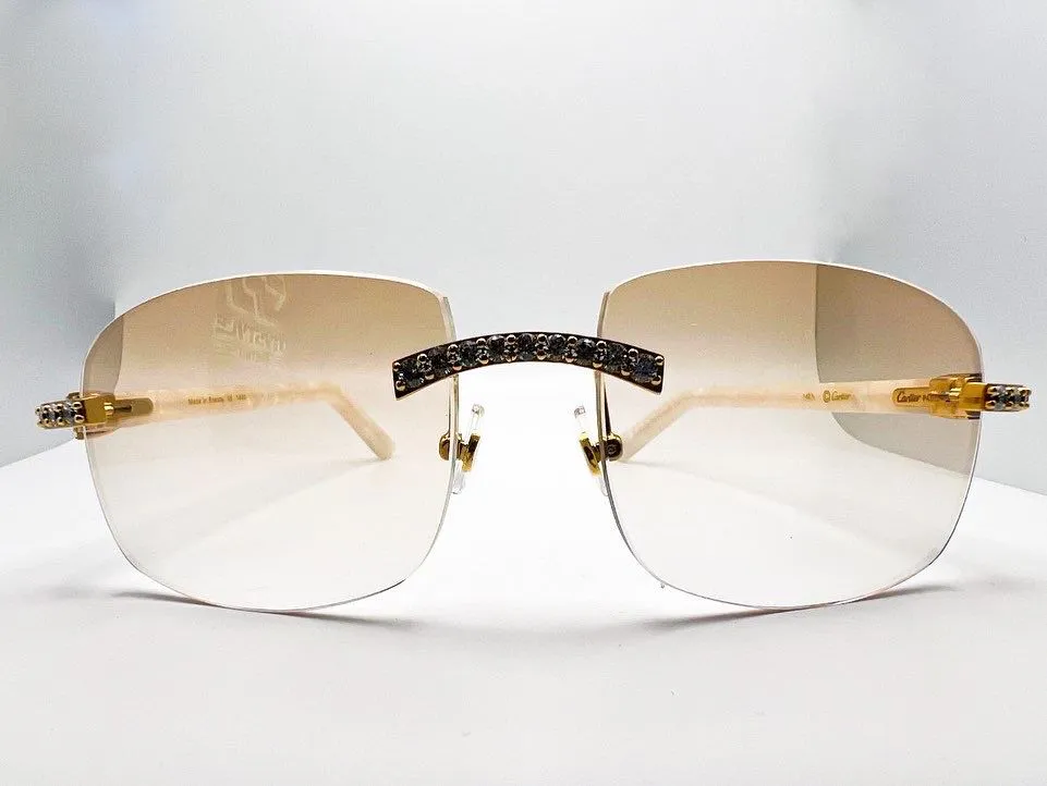 Decor Small C White Acetate Marbles #6 Gradient Brown Transition Lenses