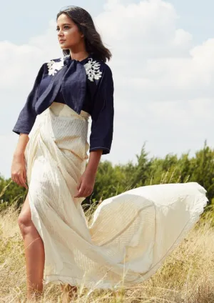 Denim Button up Blouse & Woven Cotton Skirt